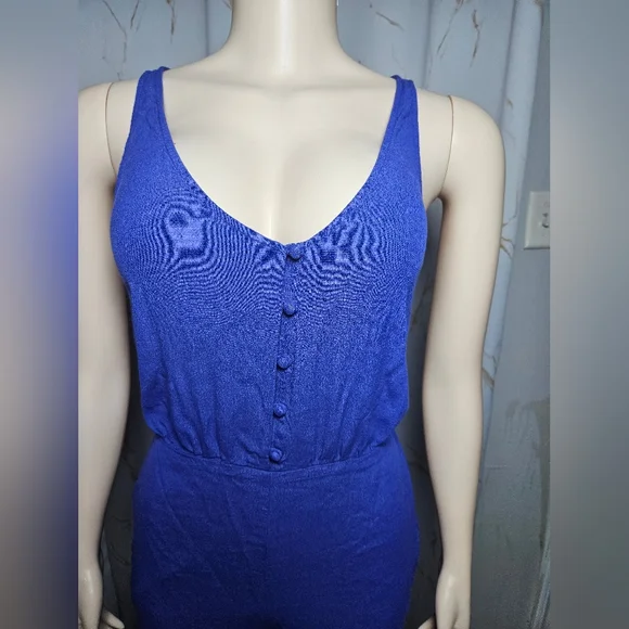 Blue Sleeveless V-Neck Jumpsuit - Picture 3 of 9
